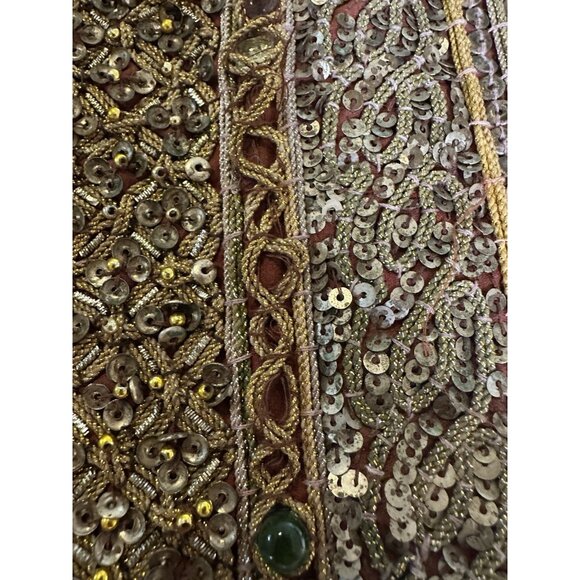 Vtg Handmade Heavily Embellished Beaded Sequin Embroidered Table Runner Read - Picture 6 of 16